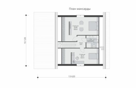 Одноэтажный дом с мансардой и гаражом